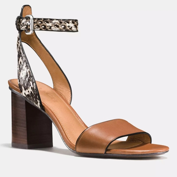 EUC Coach Paige Heel W Genuine Snakeskin Brown Strappy Women's Heels Sz 9.5 - Picture 1 of 17